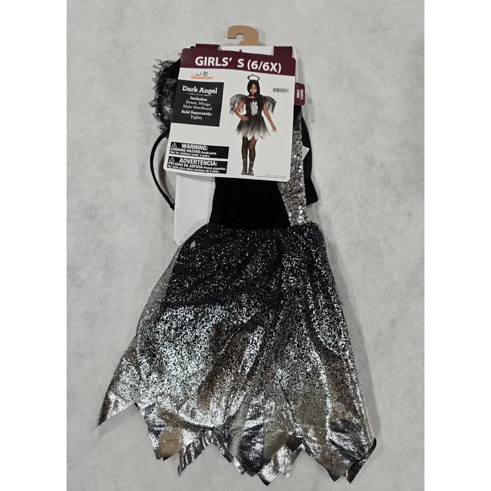Dark  Angel Costume Girls' S (6/6X) Gothic Angel Halloween Costume LG  Wings
